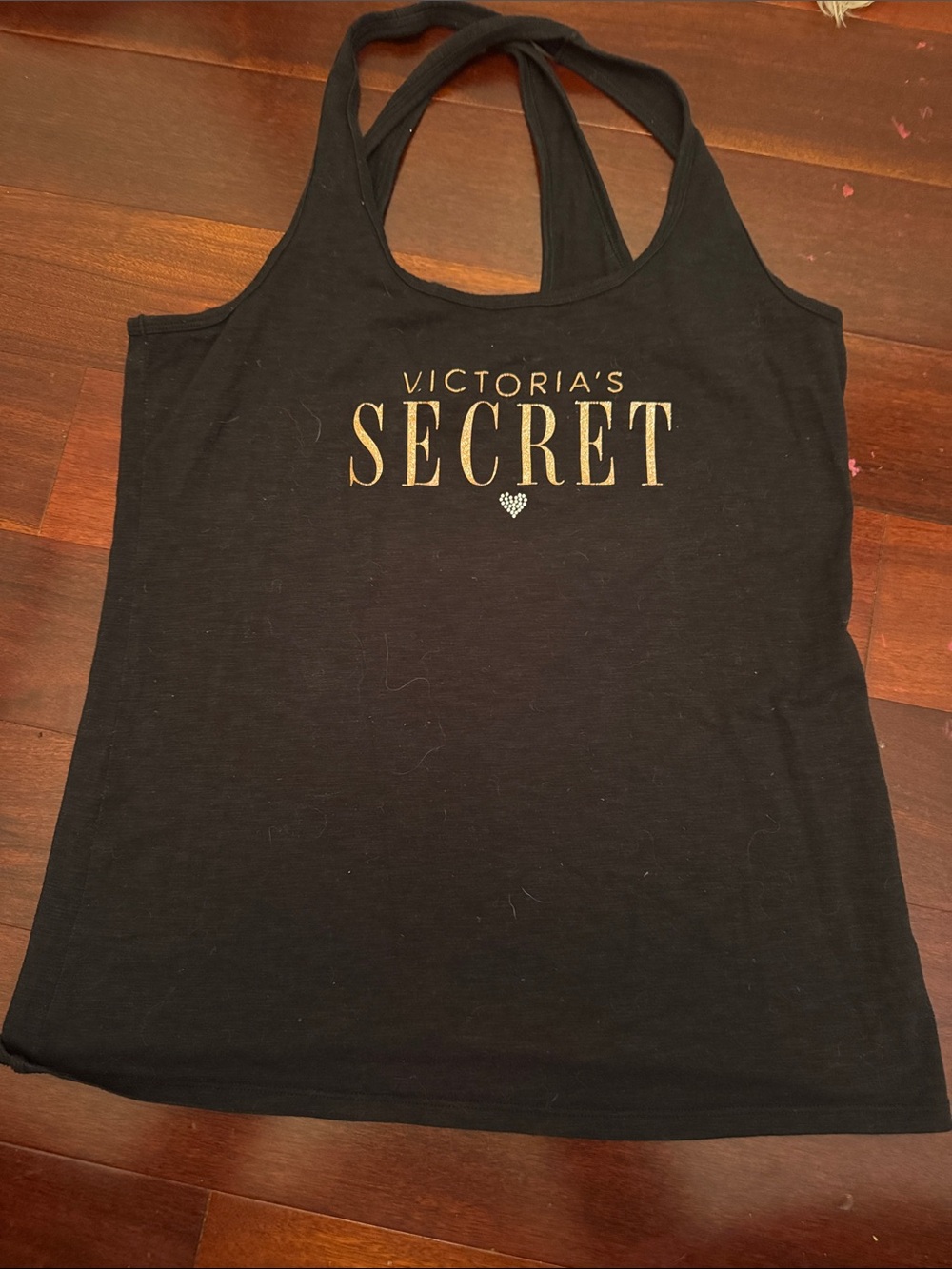 Victoria's Secret Black Tank Top with Gold Logo